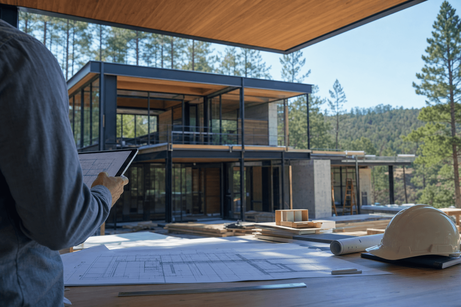 Proyecto de construcción residencial contemporánea en obra